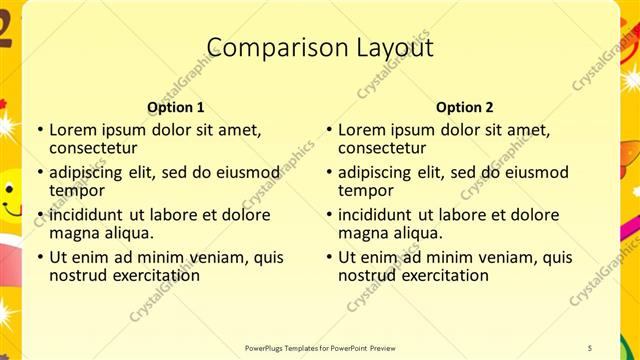 Comparison presentation slide layout