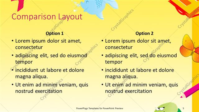 Comparison presentation slide layout