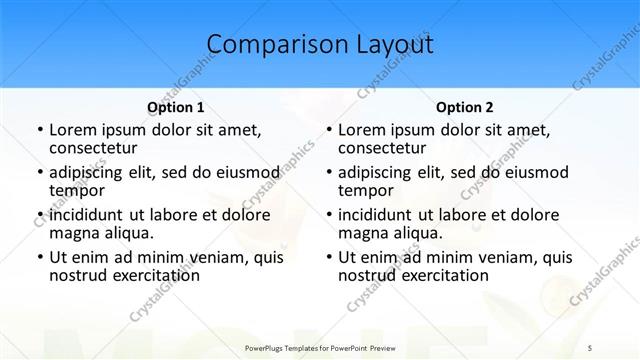 Comparison presentation slide layout