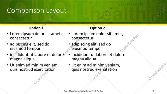 Comparison presentation slide layout