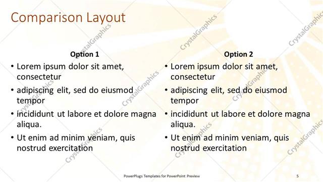 Comparison presentation slide layout