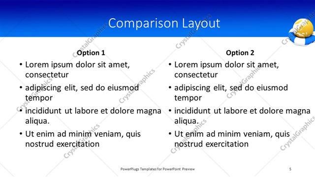 Comparison presentation slide layout
