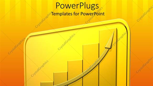  Presentation with success business - Yellow colored bar chart with an ascending on a yellow background