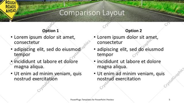 Comparison presentation slide layout