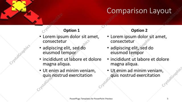 Comparison presentation slide layout