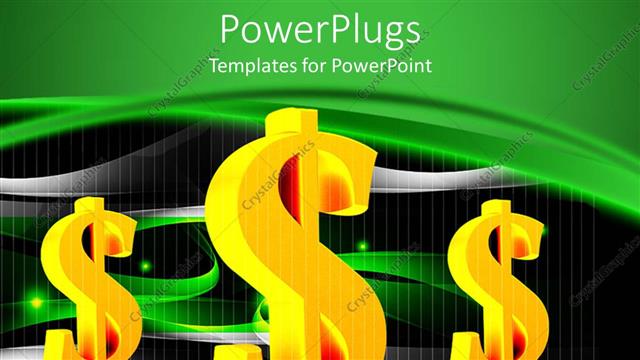  Presentation with dollar sign - Yellow dollar bill signs in black and green background