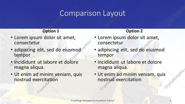 Comparison presentation slide layout