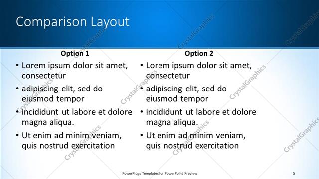 Comparison presentation slide layout