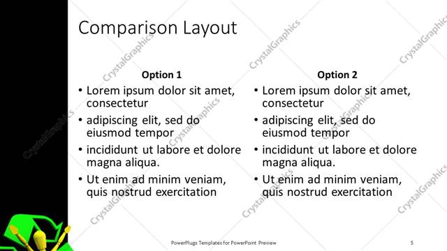 Comparison presentation slide layout