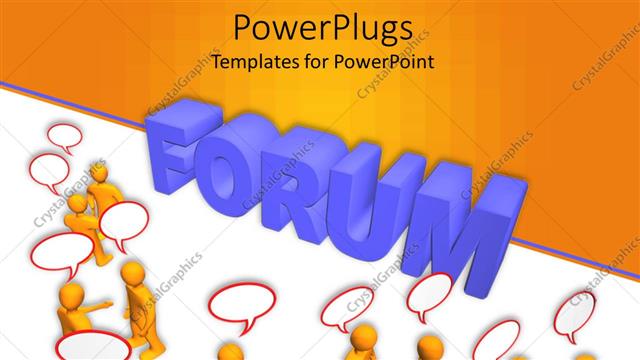  Presentation with forum - Yellow figures with speech bubbles and blue forum