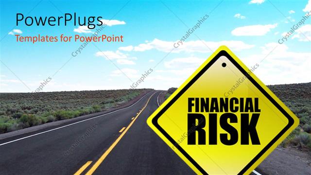  Presentation with road yellow - Yellow Financial Risk street signpost concept with road and sky