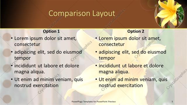 Comparison presentation slide layout