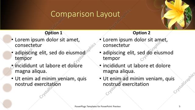 Comparison presentation slide layout