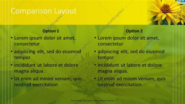 Comparison presentation slide layout