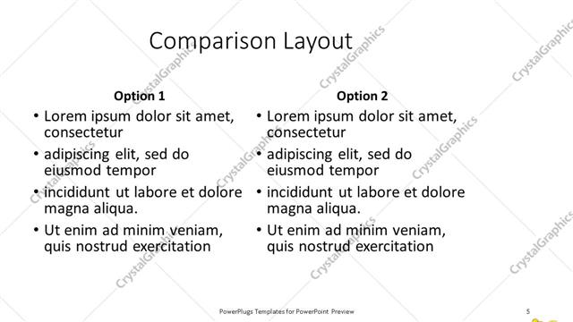 Comparison presentation slide layout