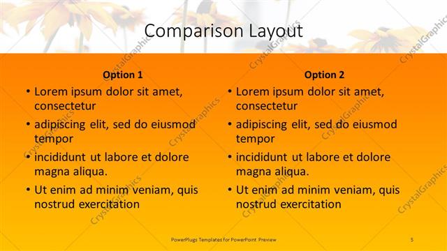 Comparison presentation slide layout