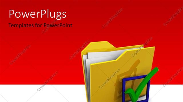  Presentation with yellow green - A yellow folder with a big green check sign