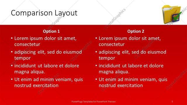 Comparison presentation slide layout