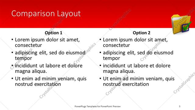 Comparison presentation slide layout