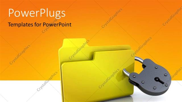  Presentation with padlock - A yellow folder with a padlock locked on it