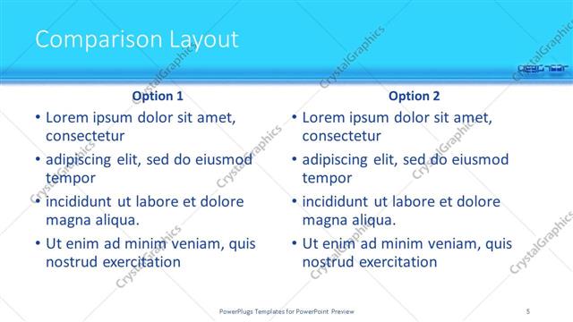 Comparison presentation slide layout