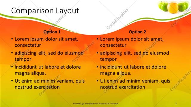 Comparison presentation slide layout