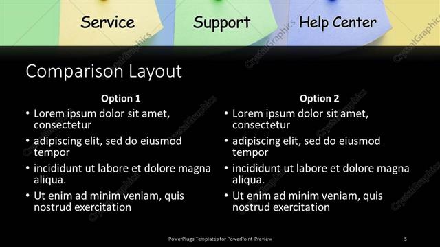 Comparison presentation slide layout