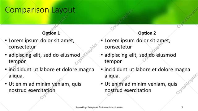 Comparison presentation slide layout