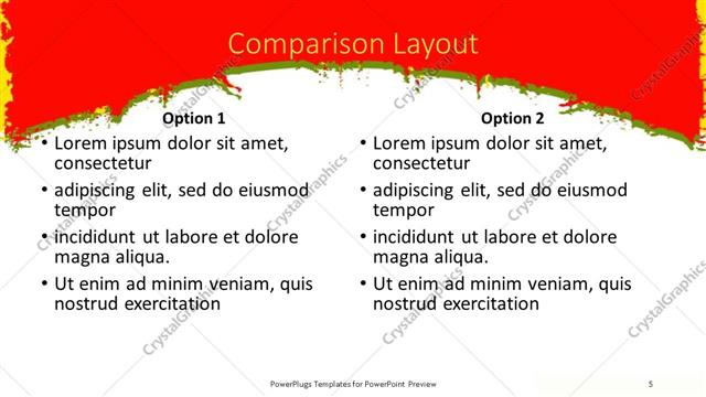 Comparison presentation slide layout