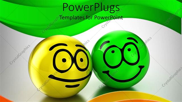  Presentation with friendship - Yellow and green sphere with a smile on the face