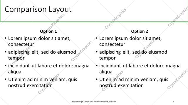 Comparison presentation slide layout