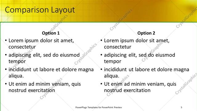 Comparison presentation slide layout