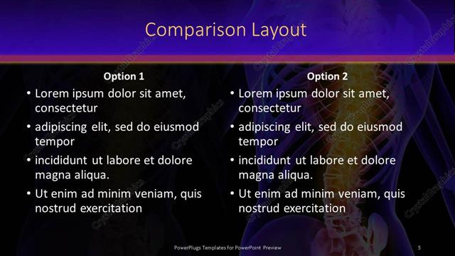 Comparison presentation slide layout