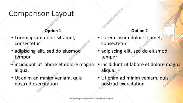 Comparison presentation slide layout