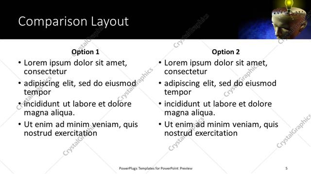 Comparison presentation slide layout