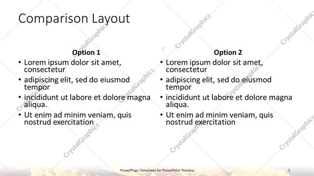 Comparison presentation slide layout