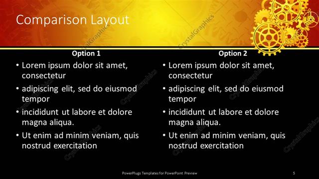 Comparison presentation slide layout