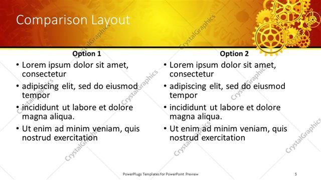 Comparison presentation slide layout