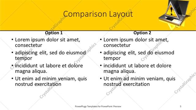 Comparison presentation slide layout