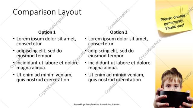 Comparison presentation slide layout