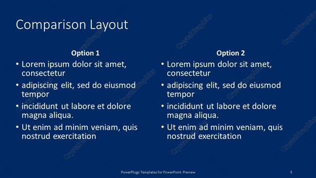 Comparison presentation slide layout