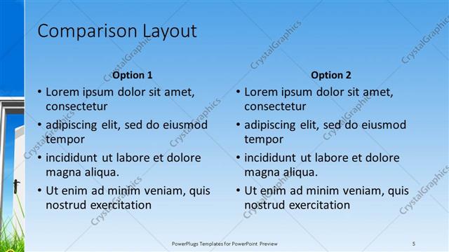Comparison presentation slide layout