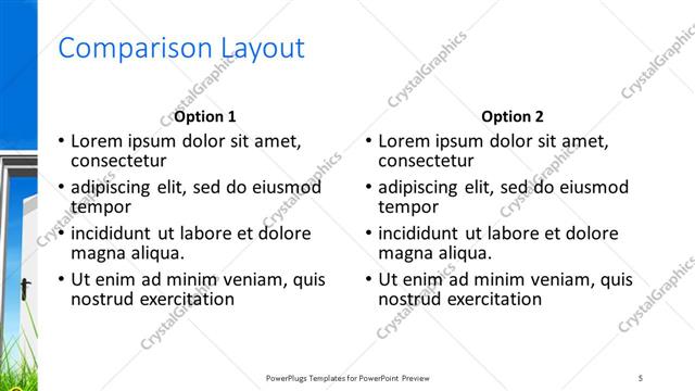 Comparison presentation slide layout
