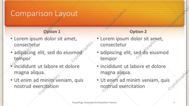 Comparison presentation slide layout