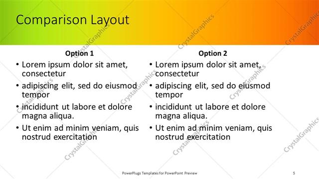 Comparison presentation slide layout