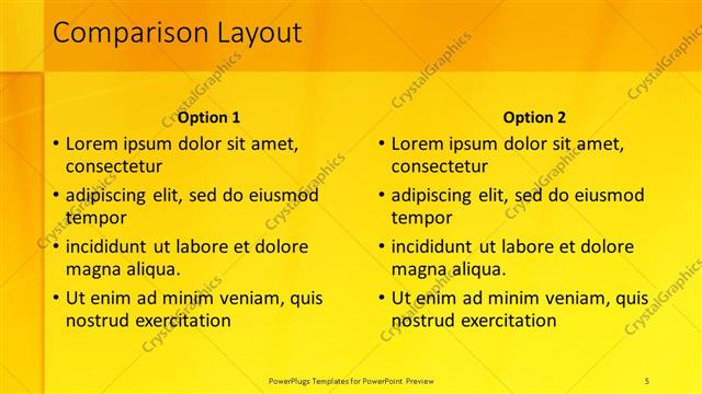 Comparison presentation slide layout