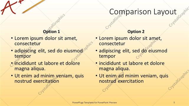 Comparison presentation slide layout