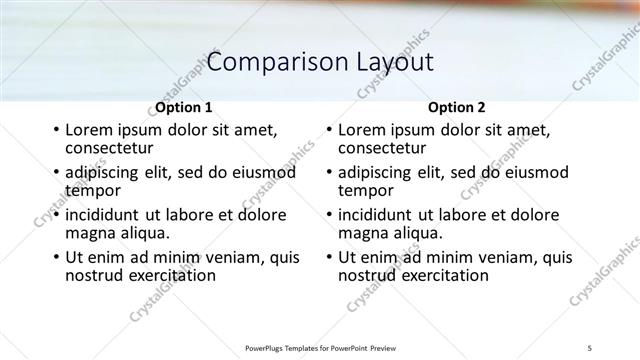 Comparison presentation slide layout