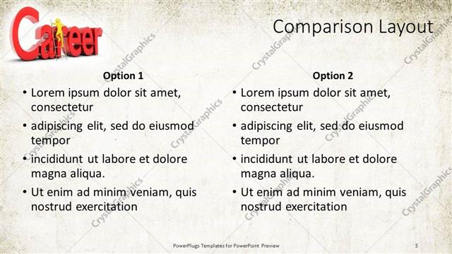 Comparison presentation slide layout