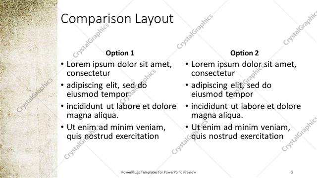 Comparison presentation slide layout